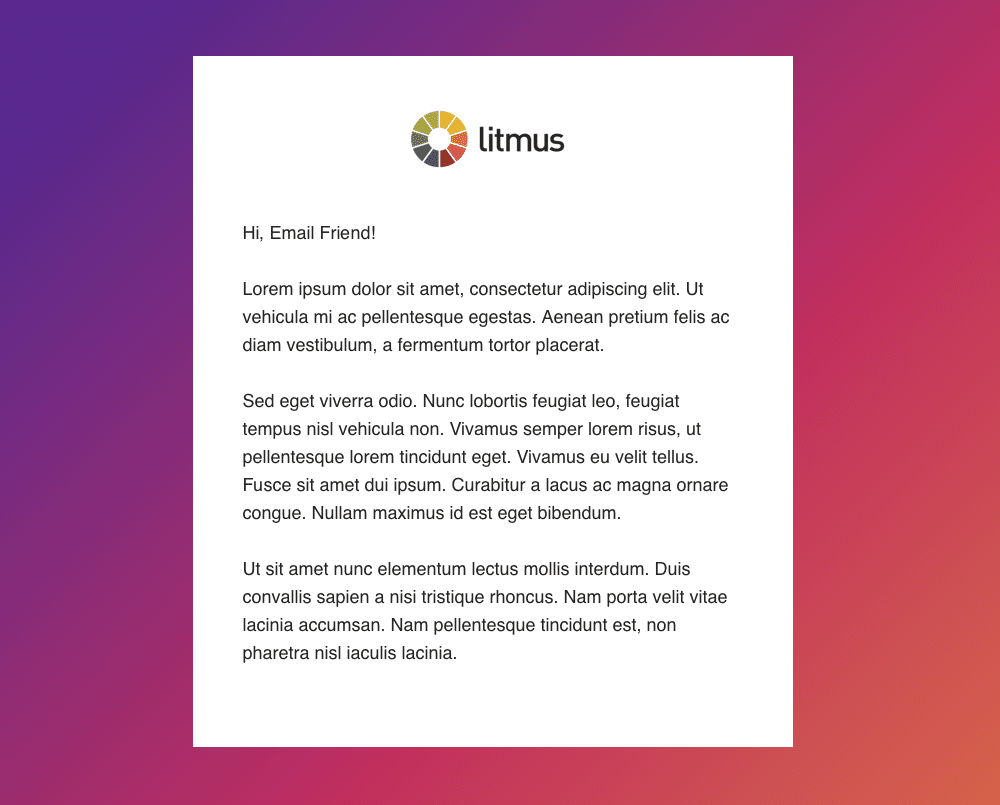 CSS 線性漸變背景的 Litmus 電子郵件示例