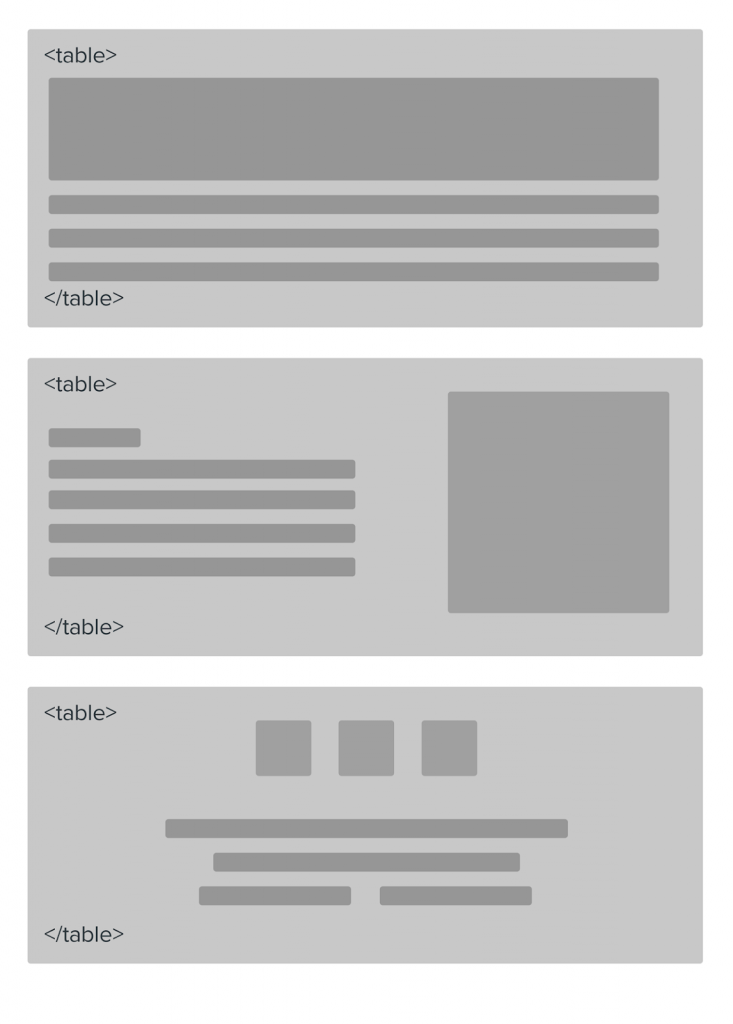 tabellenbasierte E-Mail-Module