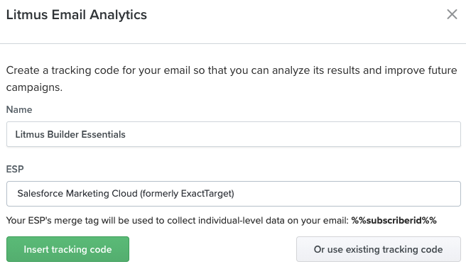 Erstellen Sie einen Tracking-Code in Litmus Builder