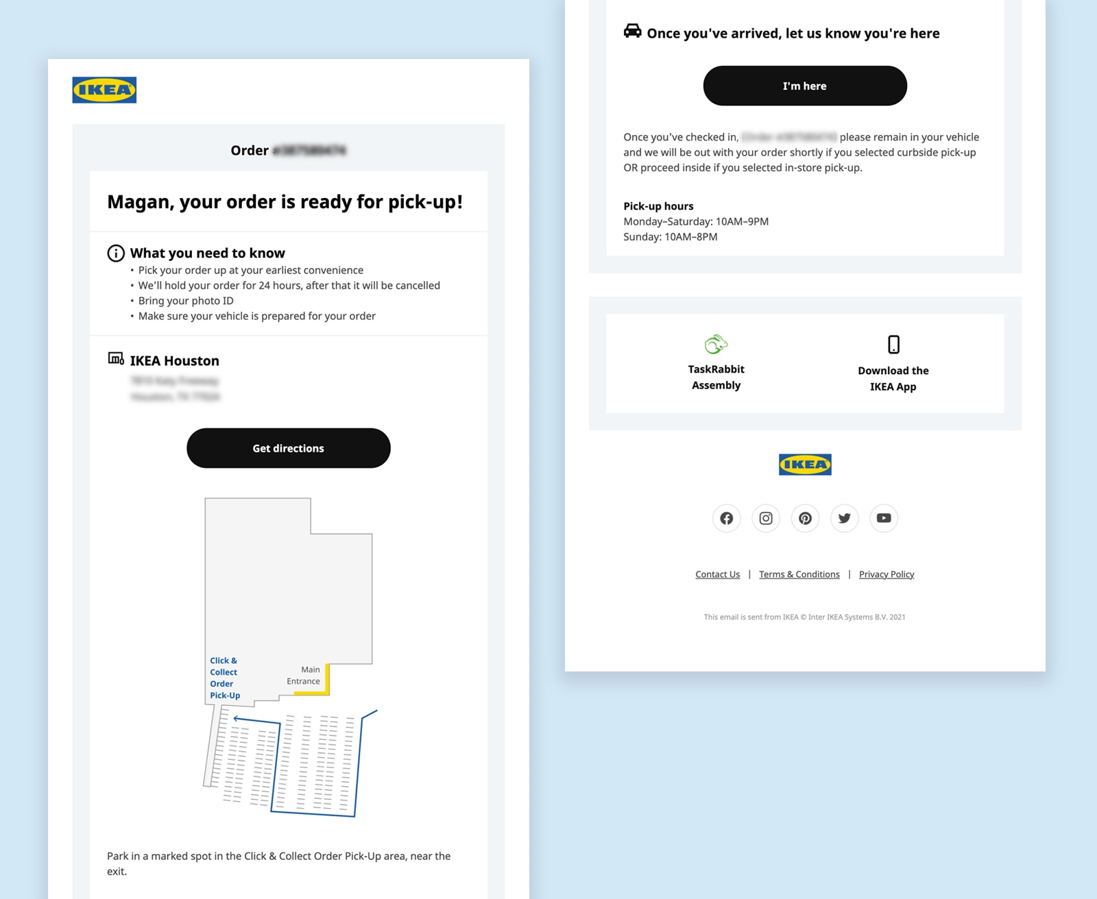 E-mail di ritiro dell'ordine IKEA