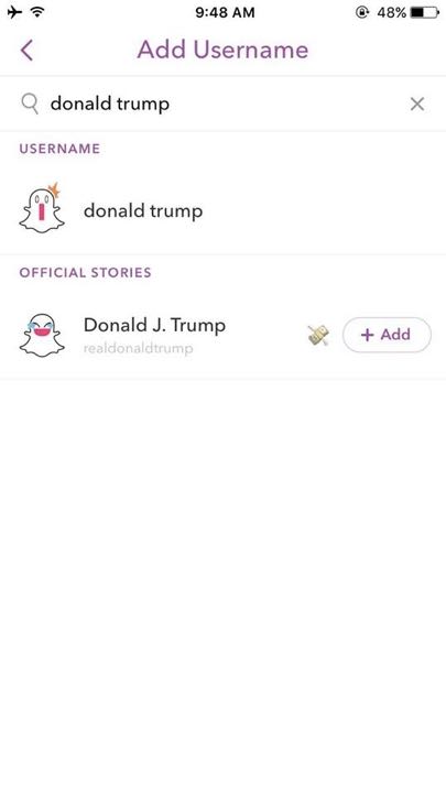 Snapchat Donal Trump Nome de usuário 600