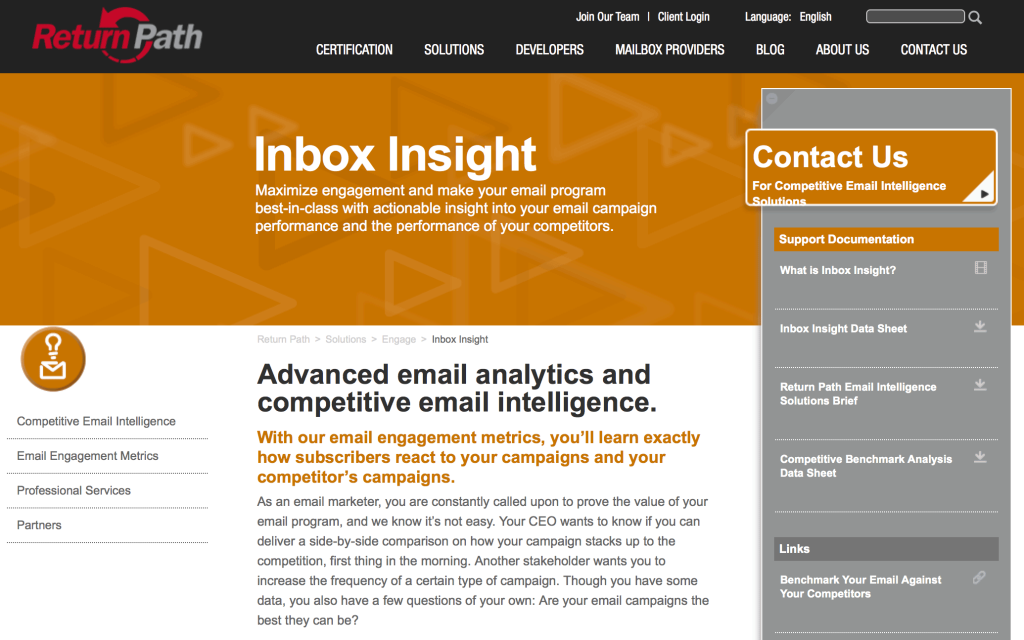 Outils de marketing par e-mail Inbox Insight de Return Path