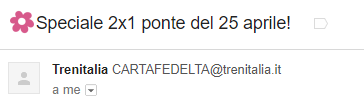 O assunto do email da Trenitalia