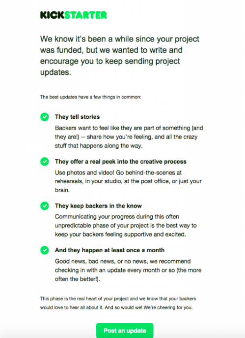 Email do Kickstarter