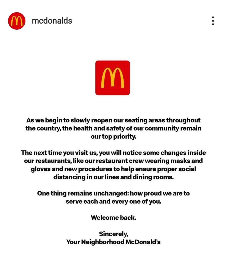 campania mcdonald's măsuri de siguranță covid