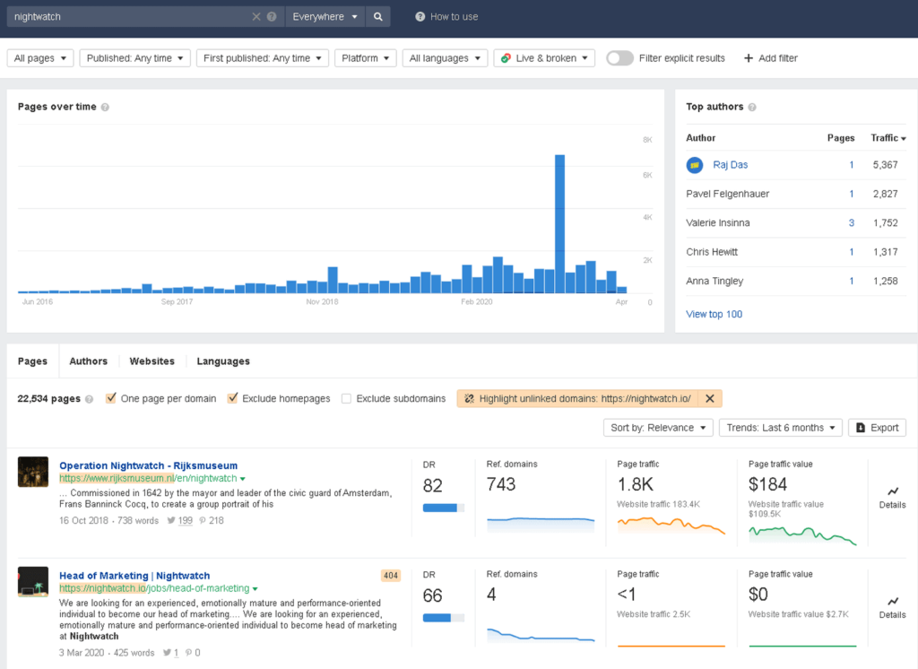 ferramenta exploradora de conteúdo ahref