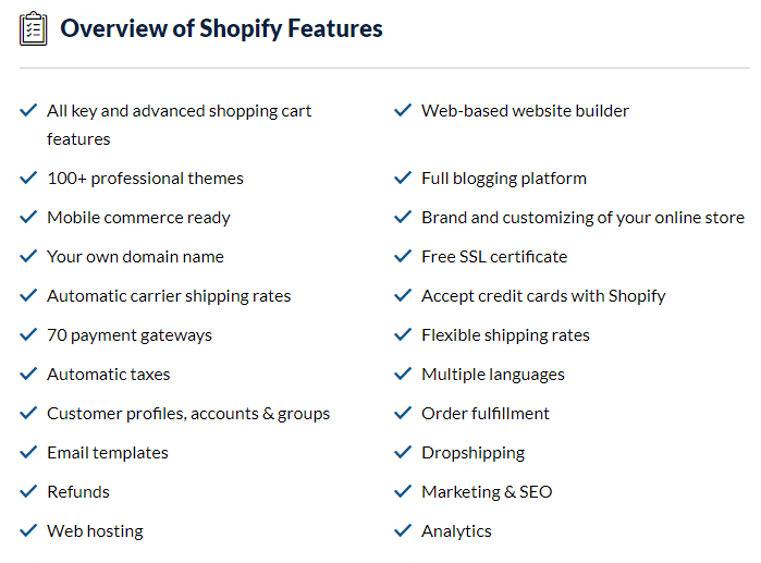 características de shopify