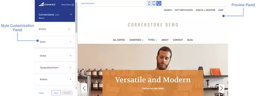 Personalizzazione del design di bigcommerce