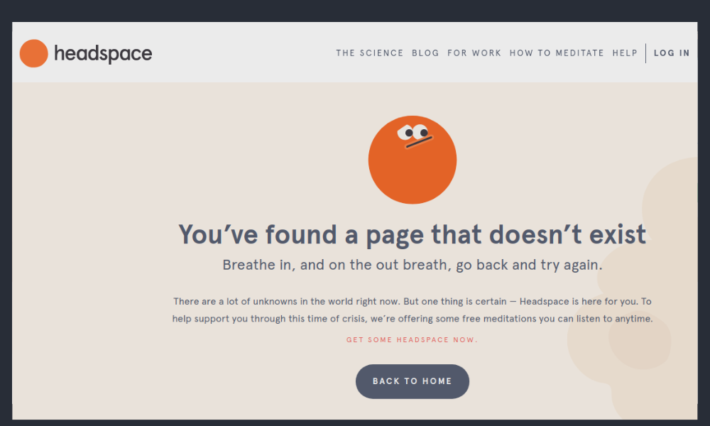 Strona Headspace 404