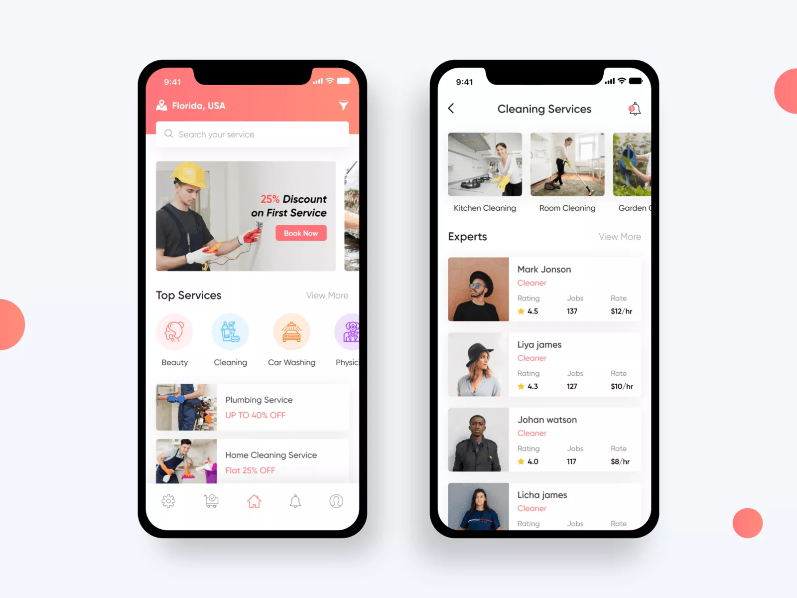 On-Demand-Service App-Service Top-Services Top-Services Reinigungsservice Reinigung auf Abruf App-Service App sauberes Branding uiux mobile ios app ux ui design icon