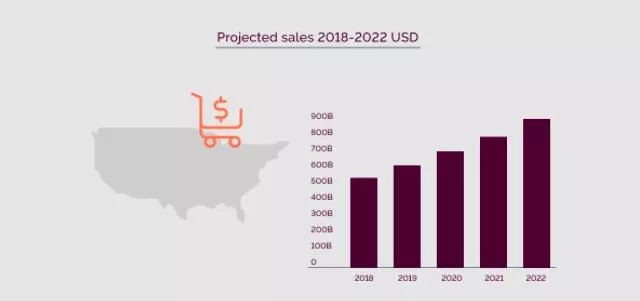 المبيعات المتوقعة على المنصة بين 2018 - 2022