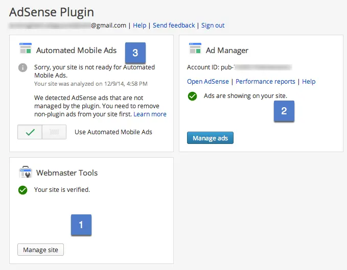 Options du plug-in Google AdSense