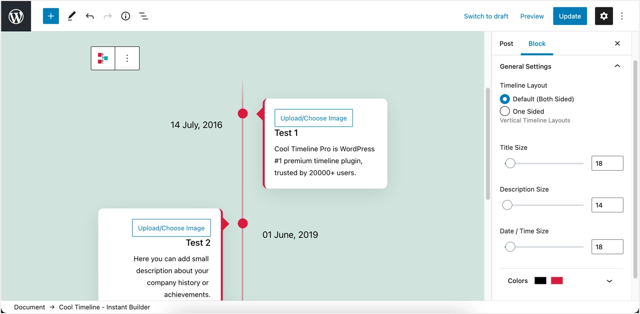 Timeline Instant Builder بلوك