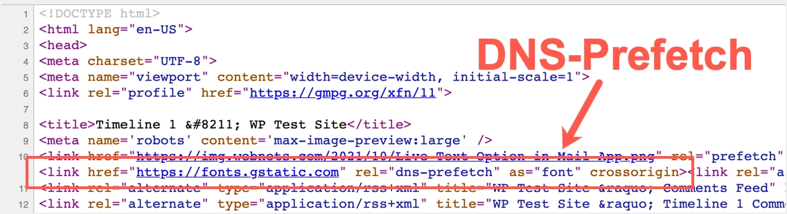 DNS-Prefetch dans l'en-tête