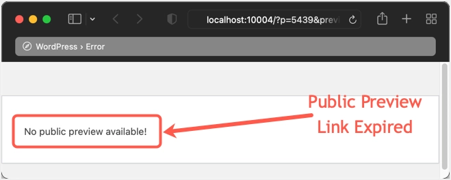 Lien d'aperçu public expiré