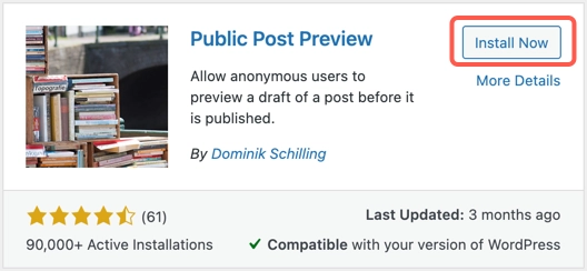 Installer le plugin Public Post Preview