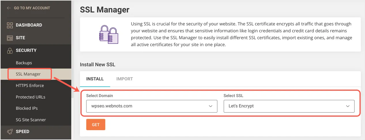 قم بتثبيت SSL على المجال الفرعي