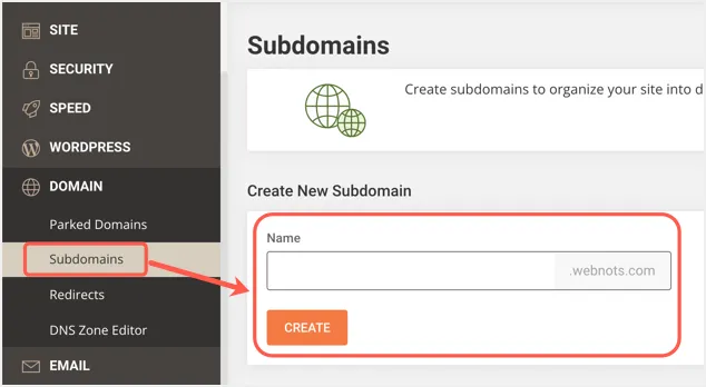 قم بإنشاء مجال فرعي في SiteGround