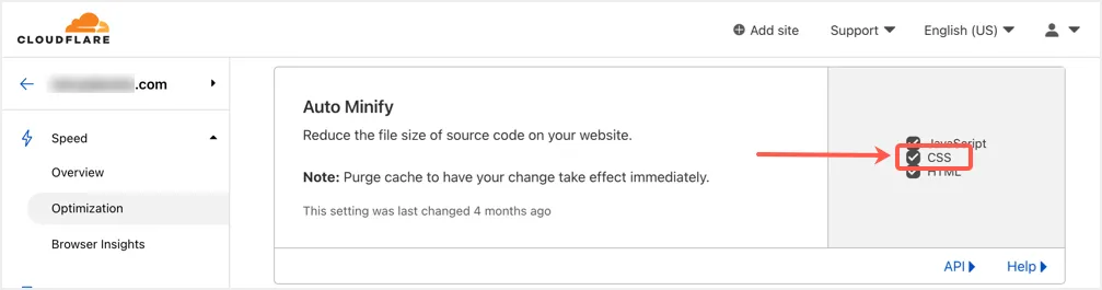 قم بتمكين CSS Minify في Cloudflare