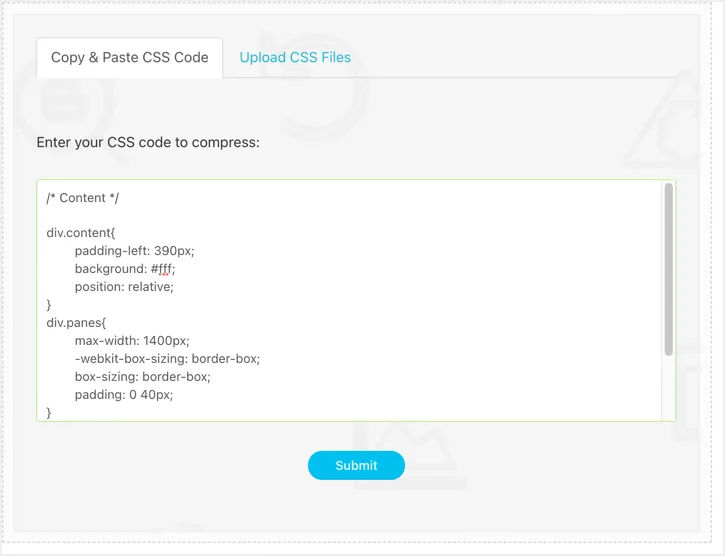 الصق CSS للتصغير