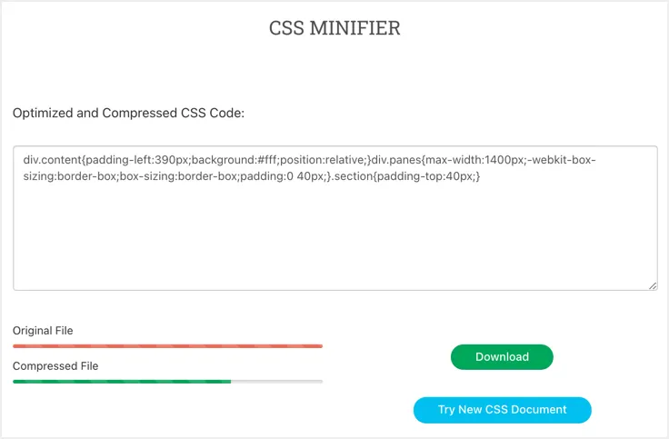 احصل على كود CSS مصغر