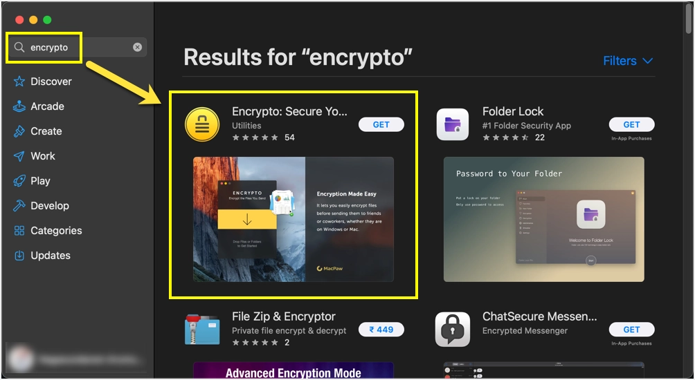 Instale o aplicativo Encryptio da Mac App Store