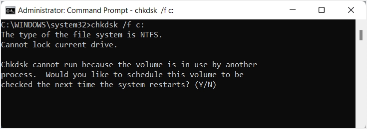 chkdsk خطأ Windows