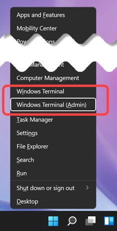 Abra o Terminal Windows com Modo Admin