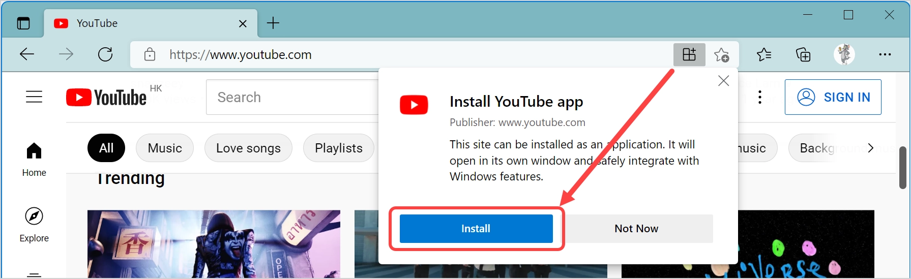 Installer l'application YouTube dans Windows 11