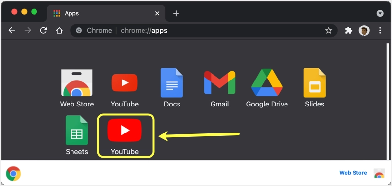 YouTube dans les applications de navigateur