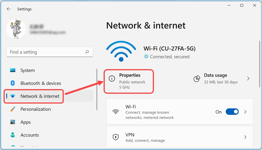 Deschideți Proprietăți Wi-Fi