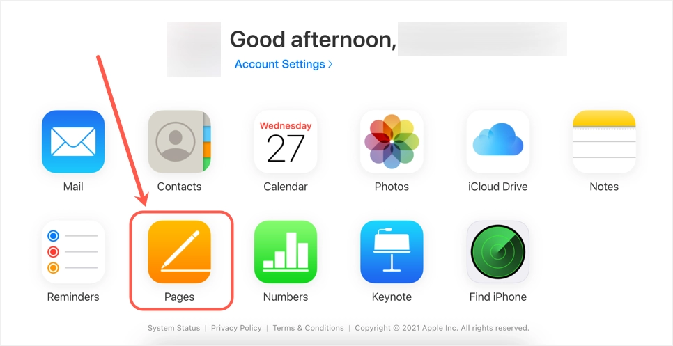 Convertir à partir de l'application Pages dans iCloud