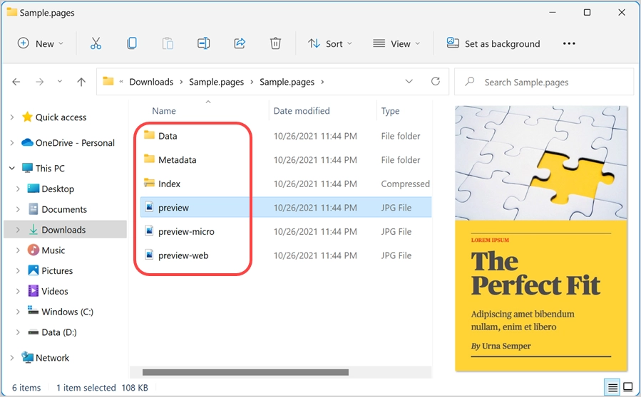 Fichier de pages téléchargé depuis iCloud