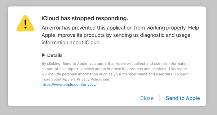 توقف iCloud عن العمل