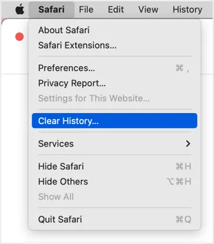 從 Safari 菜單中清除歷史記錄
