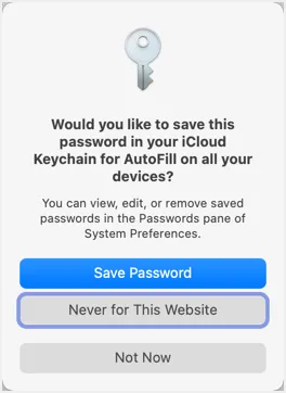 在 Safari Mac 中保存密碼提示