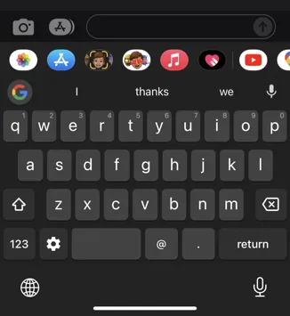 iPhone 中的 Gboard 鍵盤佈局