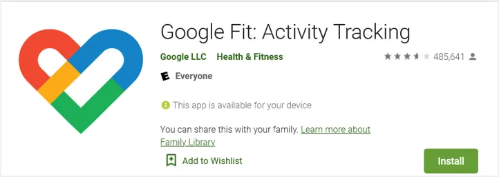 Google Fit su Google Play Store