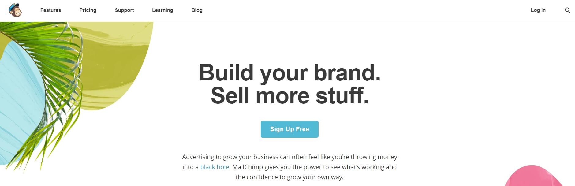 The MailChimp homepage