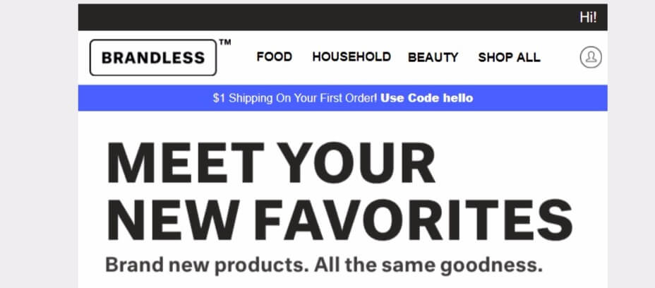 An email newsletter from Brandless