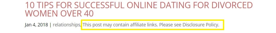 An affiliate link disclosure on Making Midlife Matter