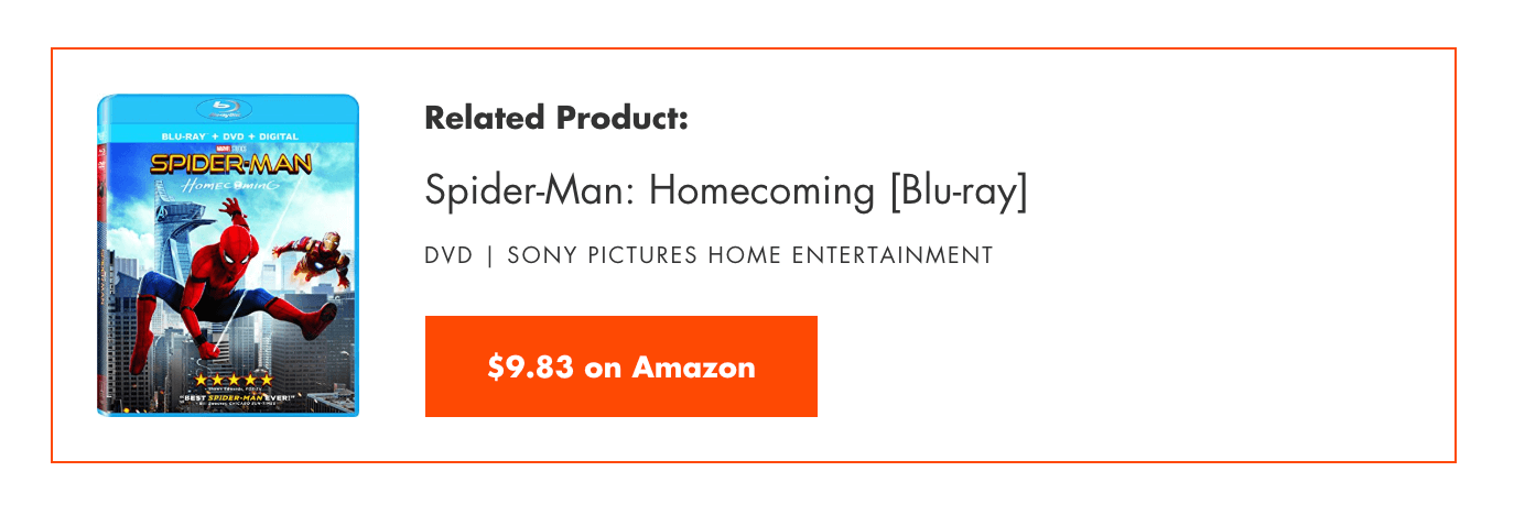 An affiliate link for the film Spider-Man: Homecoming.