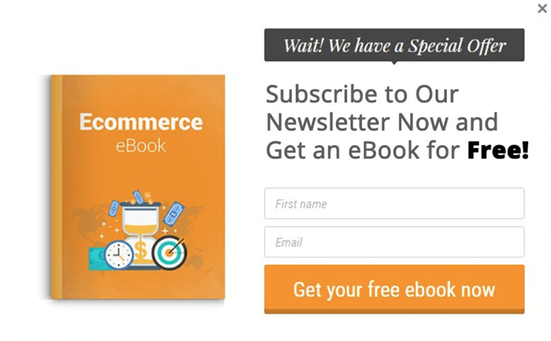 A popup ebook offer.