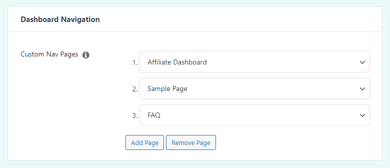 Easy Affiliate - add dashboard navigation page 