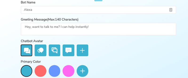 Botsify chatbot name and avatar settings.