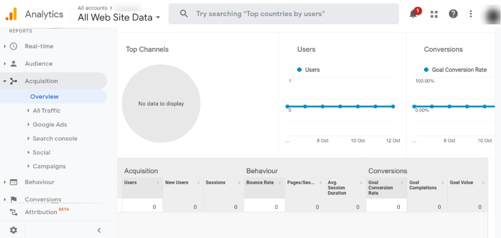 Viewing conversions in Google Analytics.