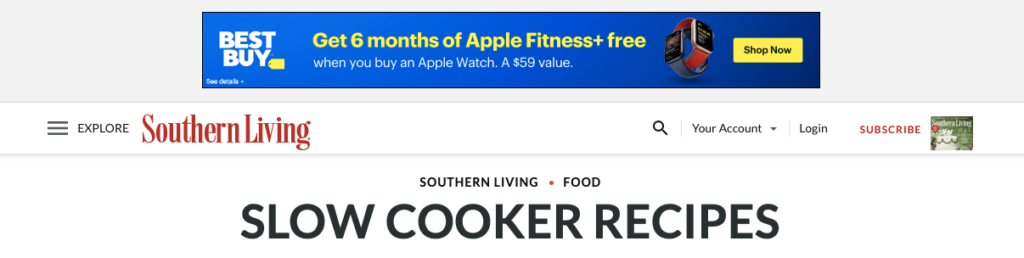 A Best Buy banner ad displayed across top of a web page. 