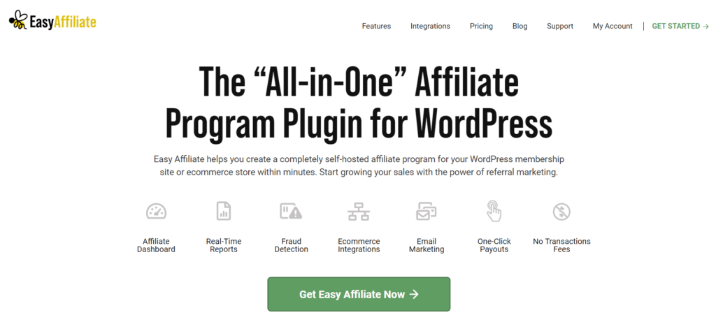 Easy Affiliate homepage