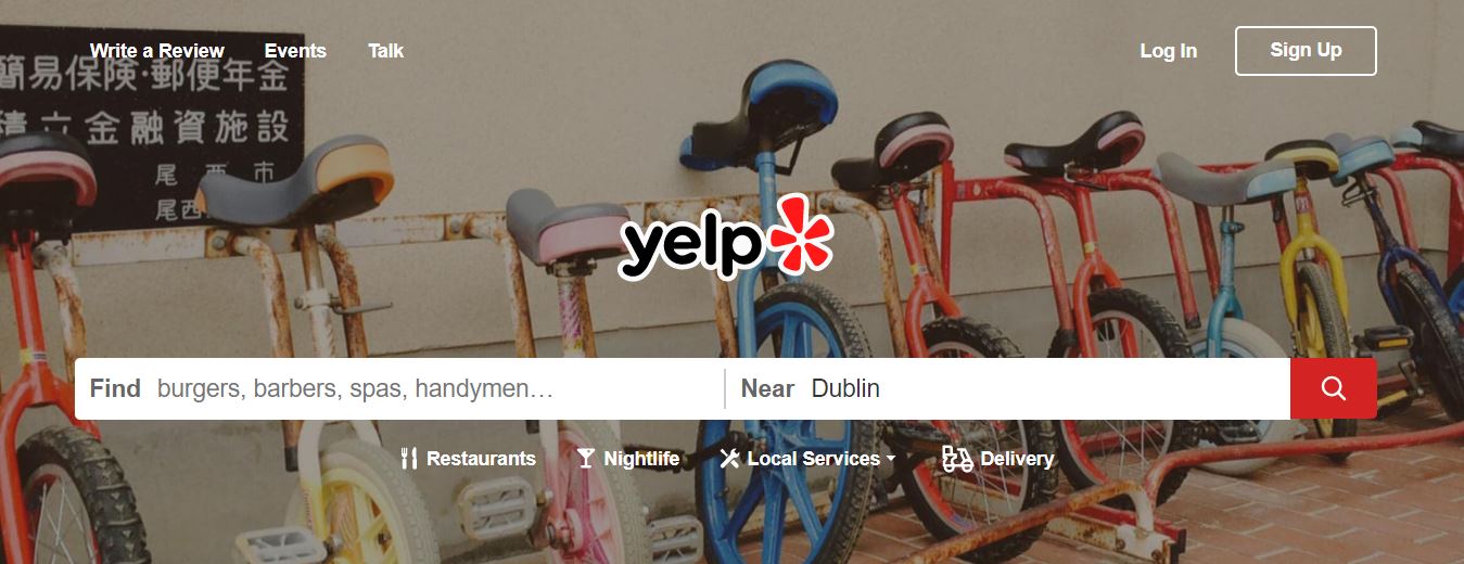 Yelp homepage