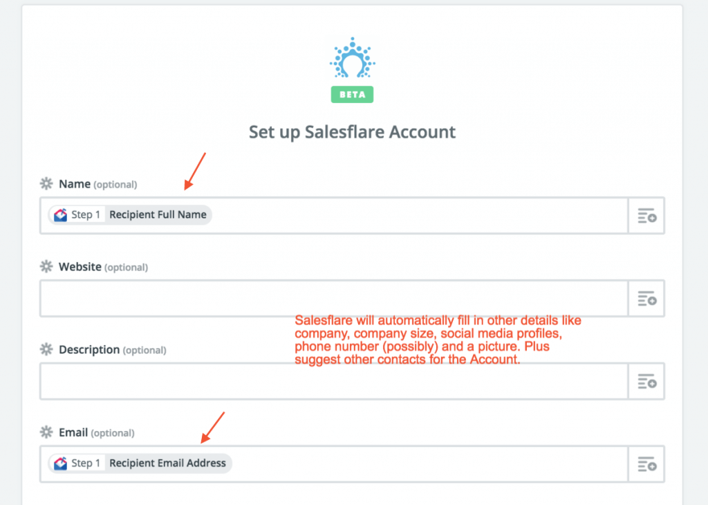 configurar una cuenta salesflare